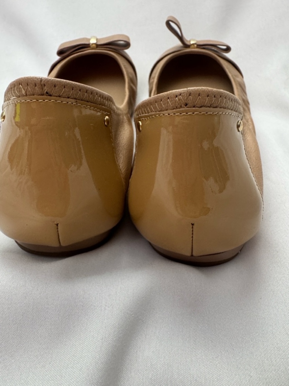 NWT Cole Haan x Nike Air “Monica” Tan Leather Bow Cap-Toe Ballet Flats 10B - Picture 4 of 6